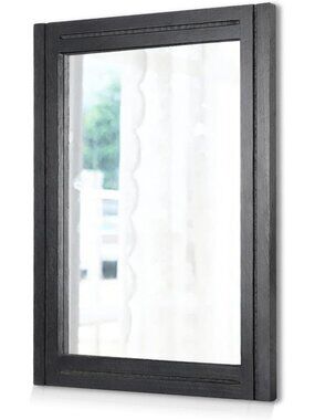 Stylish Black Rectangle Wall Mirror with Wood Frame - Perfect for Home Decor